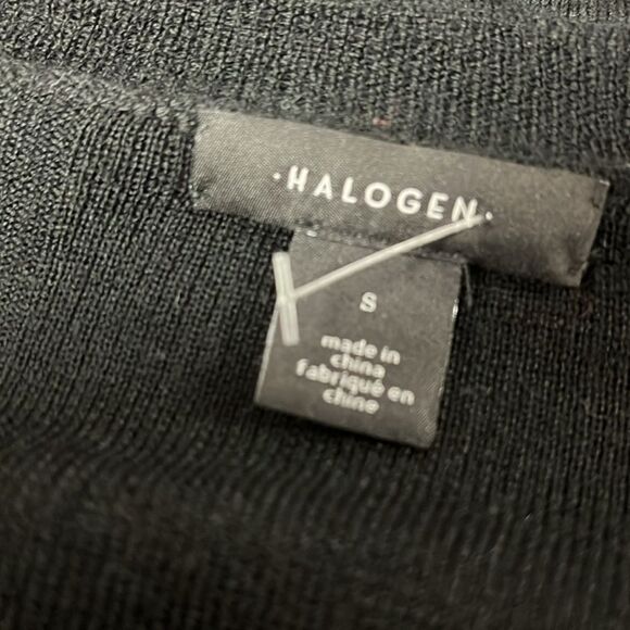 Halogen Women’s Wool Black Button Down V neck long sleeve cardigan sweater Small - Picture 3 of 4